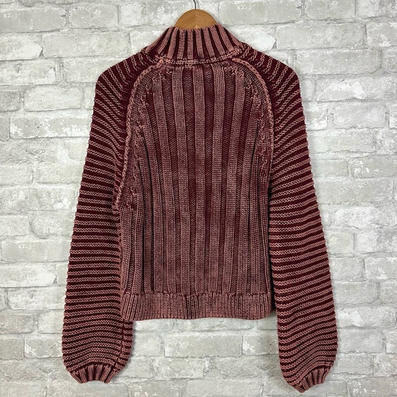 Free People Sweetheart Sweater Size XS Mockneck Balloon Sleeve Chunky Cotton - Picture 9 of 11